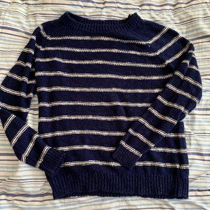 Forever21 BLUE/WHITE STRIPED KNIT SWEATER